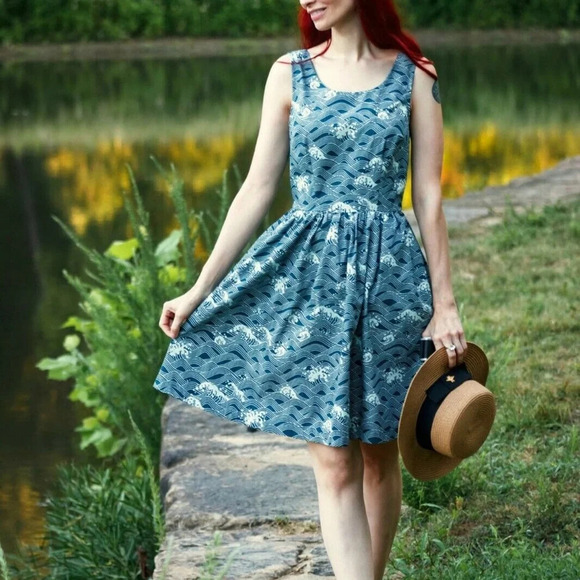 Modcloth "Optimistic Effect" in Blue Wave - Picture 3 of 3
